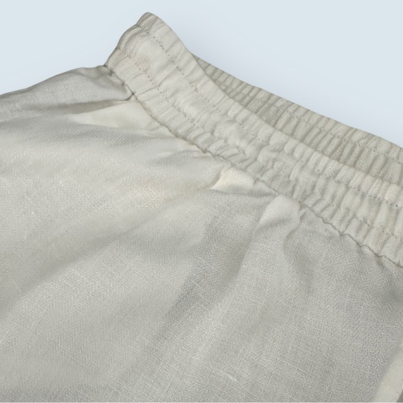 J. Crew White Linen Straight Leg Pants with Drawstring (Size 12) - Picture 5 of 5